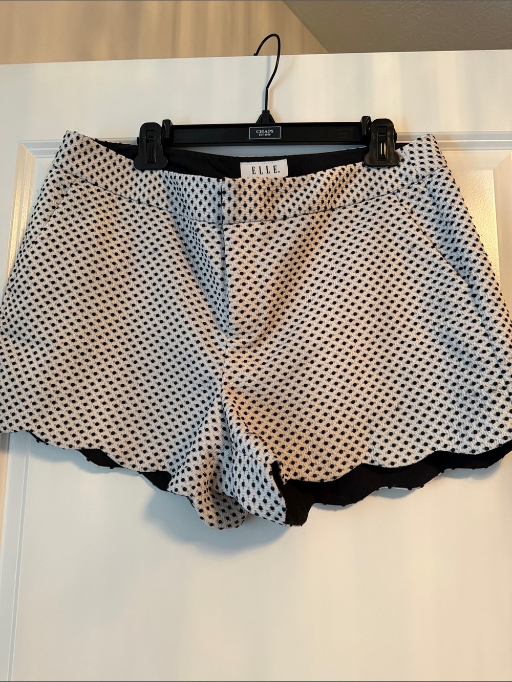 Elle Black and White Polka Dot Scalloped Hem Shorts